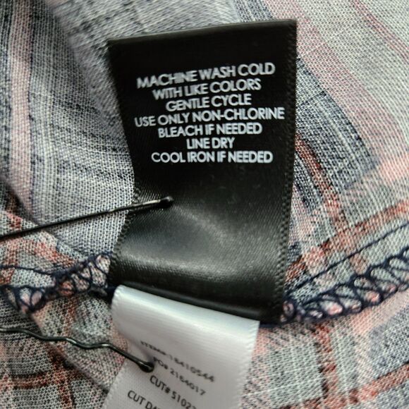 Torrid Womens 1X Babydoll Rayon Slub Lace Inset Smocked Tiered Plaid Navy Blouse - Picture 11 of 16